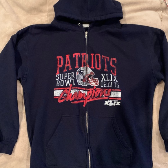 new england patriots nfl superbowl 2015 champions  zip up hoodie mens xl - Picture 2 of 3